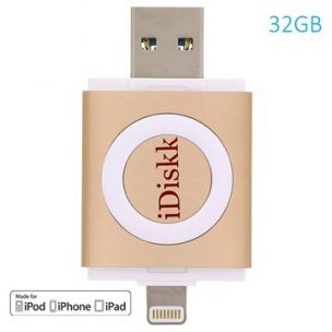 iDiskk ID32G Flash disk 32 GB 2v1 IDISKK pro Apple iPhone/MacBook a další - Lightning/USB – Gold