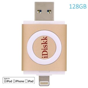 iDiskk ID128G Flash disk 128 GB 2v1 IDISKK pro Apple iPhone/MacBook a další - Lightning/USB – Gold