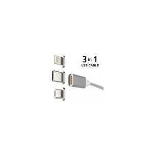 NTL NTL77CC magnetický kabel 3v1 premium stříbrný