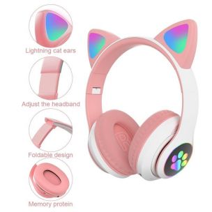 STN Bezdratová sluchátka CAT EAR CXT-B39 s mikrofonem růžová