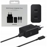 Samsung EP-T5020XBEGEU originální nabíječka – 2× USB-C, 50W, s USB-C kabelem – černá