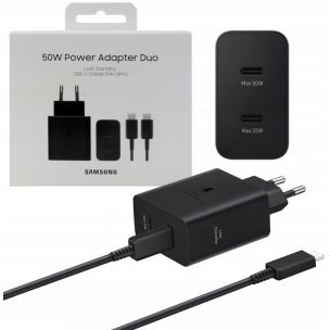 Samsung EP-T5020XBEGEU originální nabíječka – 2× USB-C, 50W, s USB-C kabelem – černá